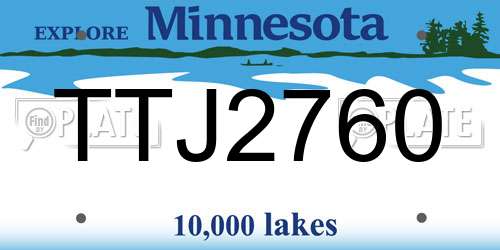 TTJ2760 Minnesota License Plate