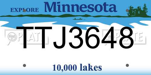 TTJ3648 Minnesota License Plate