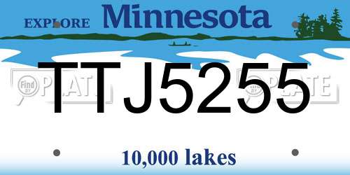 TTJ5255 Minnesota License Plate