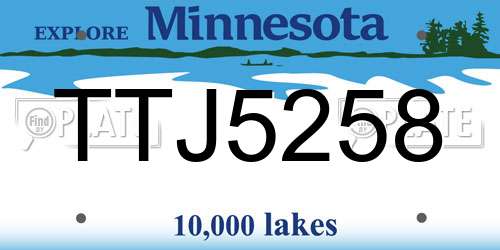 TTJ5258 Minnesota License Plate