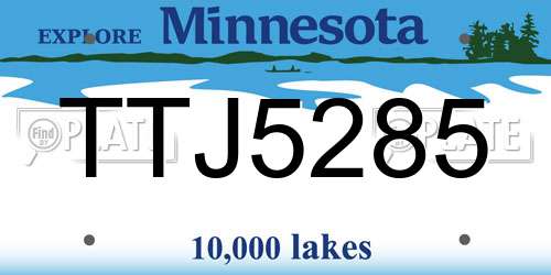 TTJ5285 Minnesota License Plate
