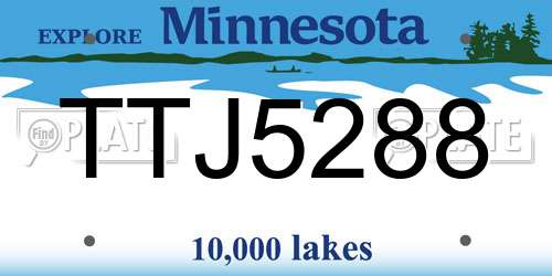 TTJ5288 Minnesota License Plate