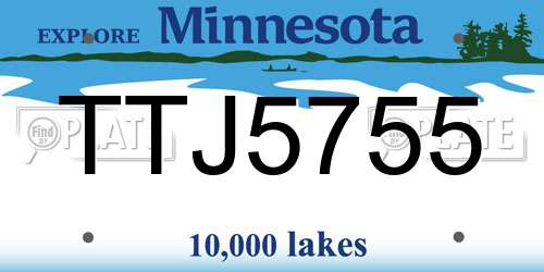 TTJ5755 Minnesota License Plate
