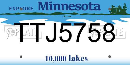 TTJ5758 Minnesota License Plate
