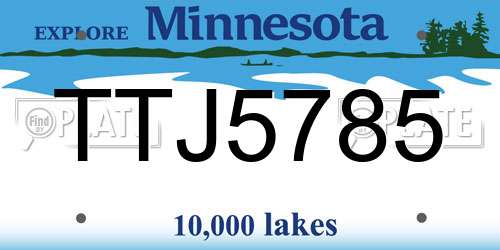 TTJ5785 Minnesota License Plate