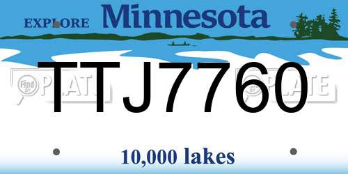TTJ7760 Minnesota License Plate