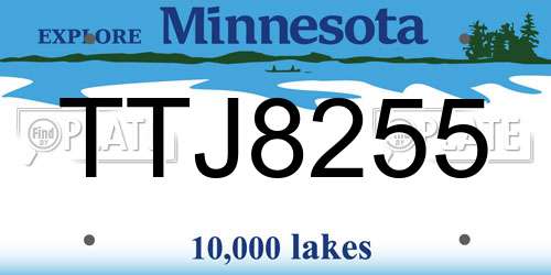TTJ8255 Minnesota License Plate