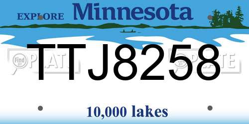 TTJ8258 Minnesota License Plate