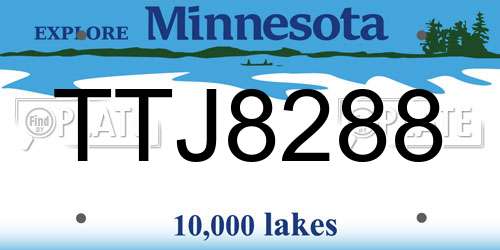 TTJ8288 Minnesota License Plate