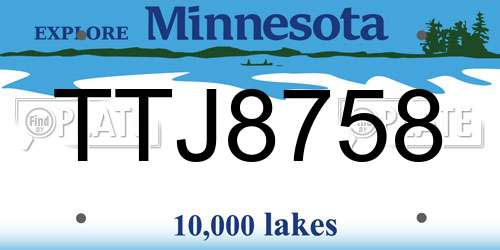TTJ8758 Minnesota License Plate