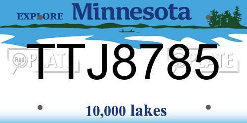 TTJ8785 Minnesota License Plate