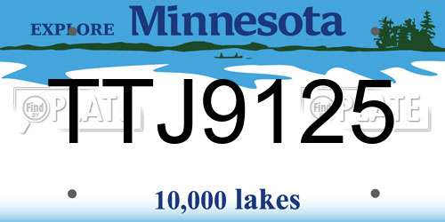 TTJ9125 Minnesota License Plate