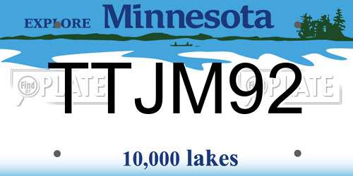 TTJM92 Minnesota License Plate
