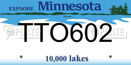 TTO602 Minnesota License Plate