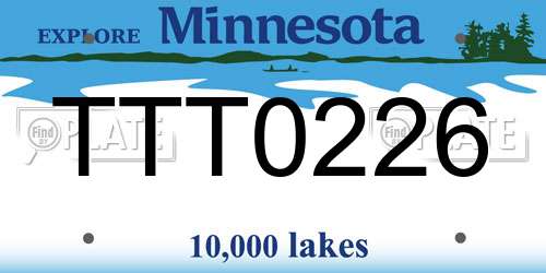 TTT0226 Minnesota License Plate