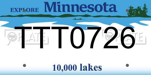 TTT0726 Minnesota License Plate