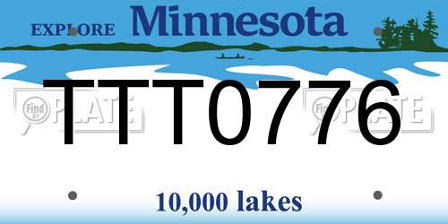 TTT0776 Minnesota License Plate