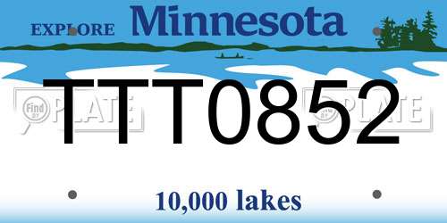 TTT0852 Minnesota License Plate
