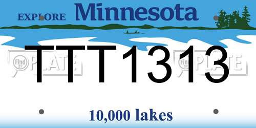TTT1313 Minnesota License Plate