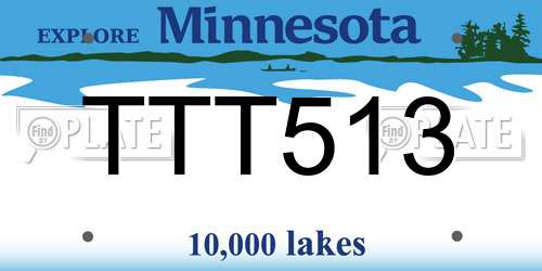 TTT513 Minnesota License Plate