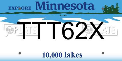 TTT62X Minnesota License Plate
