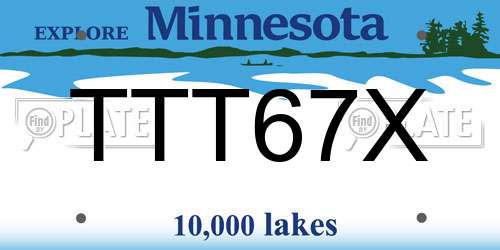 TTT67X Minnesota License Plate