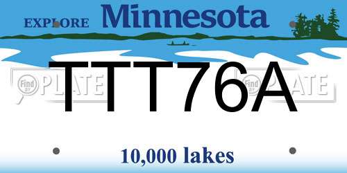TTT76A Minnesota License Plate