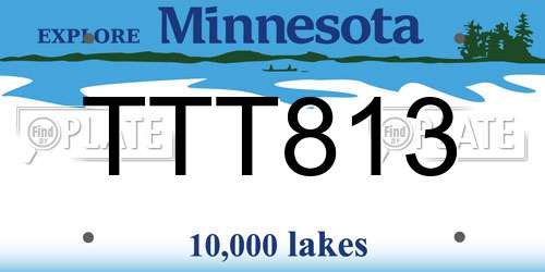 TTT813 Minnesota License Plate