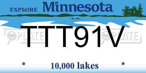 TTT91V Minnesota License Plate