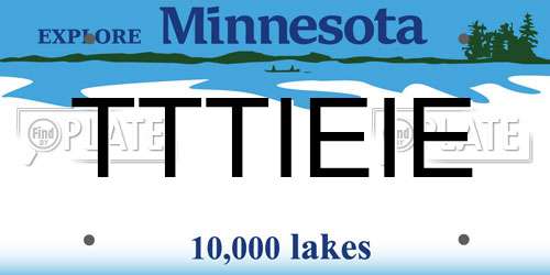 TTTIEIE Minnesota License Plate