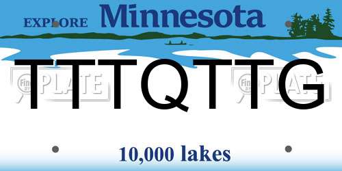 TTTQTTG Minnesota License Plate