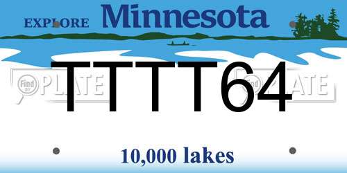 TTTT64 Minnesota License Plate