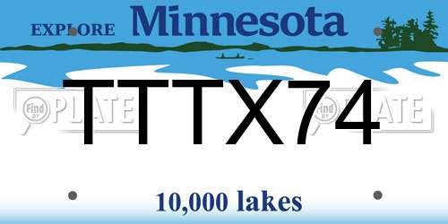 TTTX74 Minnesota License Plate