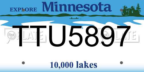 TTU5897 Minnesota License Plate