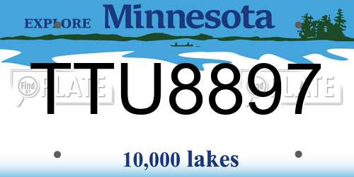TTU8897 Minnesota License Plate