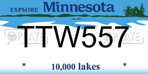TTW557 Minnesota License Plate
