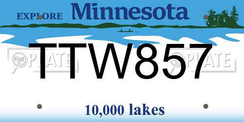 TTW857 Minnesota License Plate