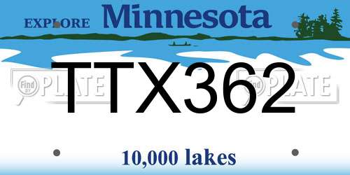 TTX362 Minnesota License Plate