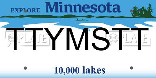 TTYMSTT Minnesota License Plate