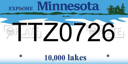 TTZ0726 Minnesota License Plate