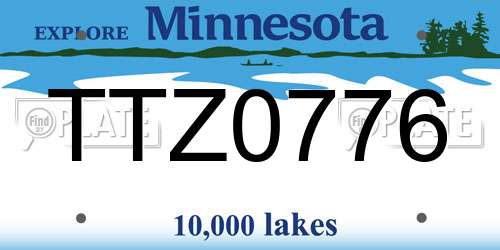 TTZ0776 Minnesota License Plate