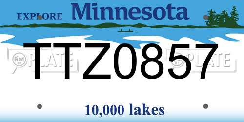 TTZ0857 Minnesota License Plate