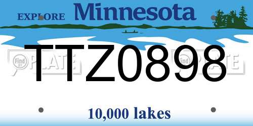 TTZ0898 Minnesota License Plate