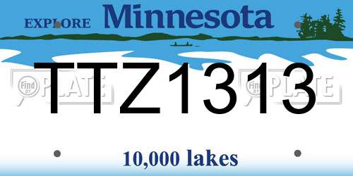 TTZ1313 Minnesota License Plate