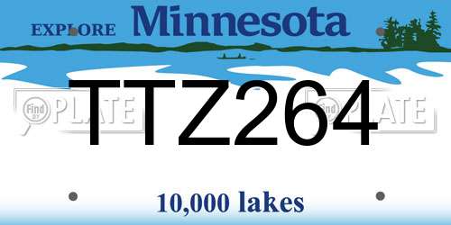 TTZ264 Minnesota License Plate
