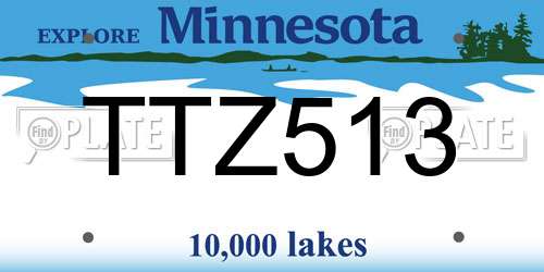 TTZ513 Minnesota License Plate