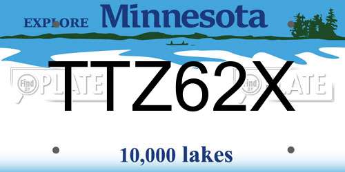 TTZ62X Minnesota License Plate