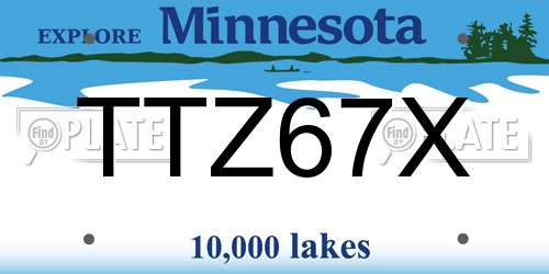 TTZ67X Minnesota License Plate
