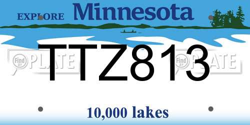 TTZ813 Minnesota License Plate