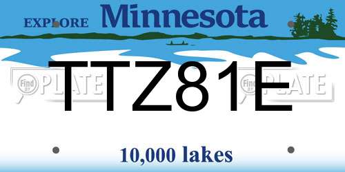 TTZ81E Minnesota License Plate
